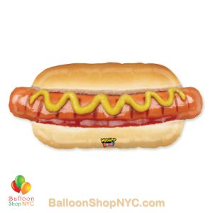 Mighty Bright Hotdog Jumbo Funny Mylar Balloon 34 inch Inflated high-qualty cheap nalloons nyc delivery