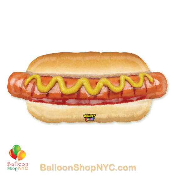 Mighty Bright Hotdog Jumbo Funny Mylar Balloon 34 inch Inflated high-qualty cheap nalloons nyc delivery