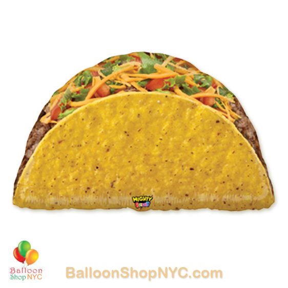 Mighty Bright Taco Jumbo Funny Mylar Balloon 32 inch Inflated high-quality cheap balloons nyc delivery