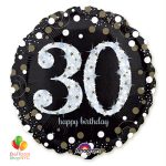 30th Sparkling Happy Birthday Mylar Balloon 18 Inch Inflated high-quality cheap balloons nyc delivery
