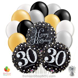 30th Sparkling Happy Birthday Mylar Latex Pearl Balloon Bouquet Inflated high-quality cheap balloons nyc delivery