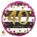 40st Milestone Happy Birthday Pink Gold Mylar Balloon 18 Inch Helium Inflated high-quality cheap balloons nyc delivery