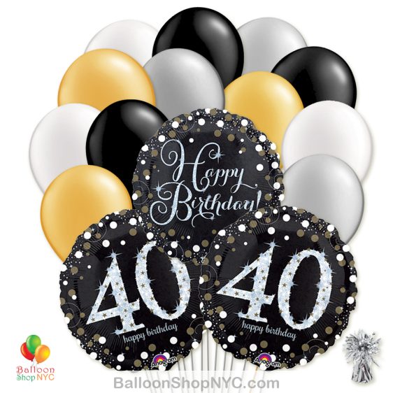 40 Sparkling Happy Birthday Mylar Latex Pearl Balloon Bouquet Inflated high-quality cheap balloons nyc delivery