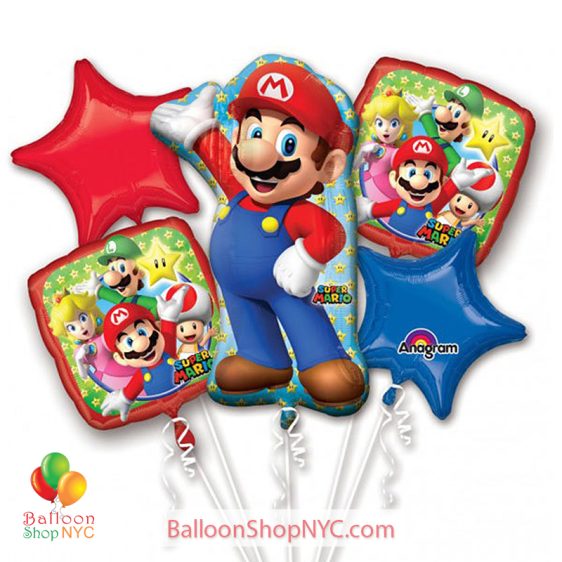 Super Mario Foil Balloons Bouquet Inflated high-quality cheap balloons nyc delivery