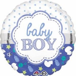 Baby Boy Mylar Party Balloon 18 Inch Inflated