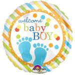 Welcome Baby Boy Mylar Party Balloon 18 Inch Inflated