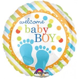 Welcome Baby Boy Mylar Party Balloon 18 Inch Inflated