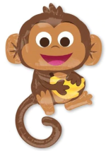 Party Monkey With Banana Foil Mylar Balloon 36 Inch Inflated