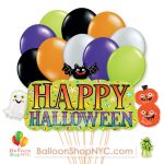 Happy Halloween Supershape Mylar Latex Party Balloon Bouquet Delivery from Balloon Shop NYC