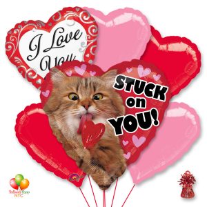 Avanti Stack On You Valentines Mylar Balloon Bouquet with Weight Delivery from Balloon Shop NYC