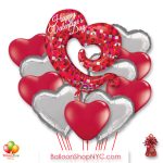 Happy Valentines Day Open Heart Balloon Bouquet with Weight delivery in New York from Balloon Shop NYC