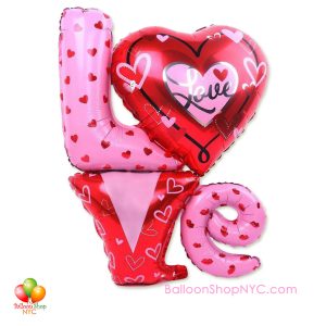 Love Letters Hearts Valentines Balloon Super-shape 36 Inch Inflated Delivery in New York from Balloon Shop NYC