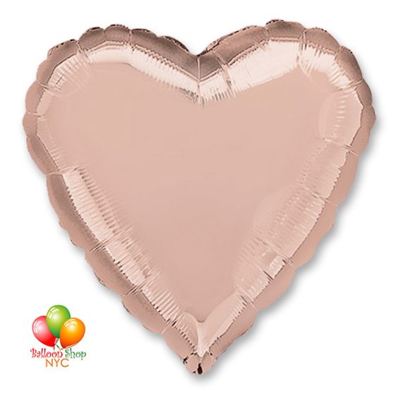 Rose Gold Heart Mylar Balloon 18 Inch Inflated Delivery in New York from Balloon Shop NYC