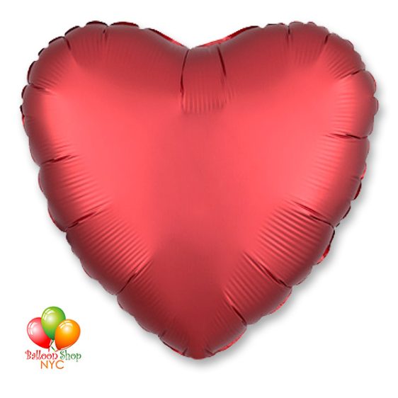 Satin Luxe Sangria Red Heart Balloon 18 Inch Inflated Delivery in New York from Balloon Shop NYC