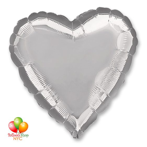 Silver Heart Mylar Balloon 18 Inch Inflated delivery in New York from Balloon Shop NYC