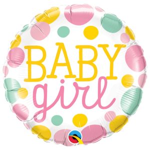 Baby Girl Mixed Confetti Mylar Party Balloon 18 Inch Inflated