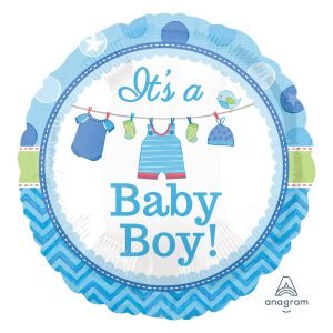 It's a Boy Clothes Mylar Party Balloon 18 Inch Inflated