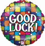 Good Luck Squares Mylar Party Balloon 18 Inch Inflated