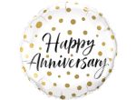 Happy Anniversary Gold Confetti Mylar Balloon 18 Inch Inflated