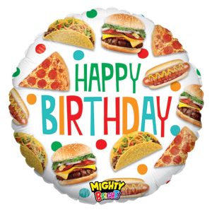 Fast Food Happy Birthday Mylar Balloon 21" Balloon Helium Inflated