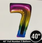 Number 7 Rainbow Foil Balloon 40 inch Inflated with Weight