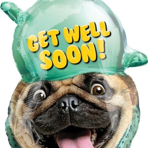 Avanti Get Well Soon Pug Mylar Balloon Inflated With Helium