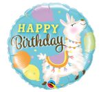 Birthday Llama Mylar Balloon 18 Inch Inflated