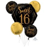 Elegant Sweet 16 Mylar Balloon Bouquet Inflated Weight