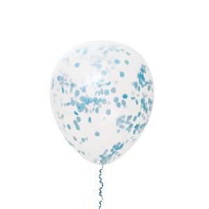 Blue Confetti 12 inch Latex Balloon inflated