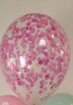 Pink and Light Pink Confetti 12 inch Latex Balloon Inflated