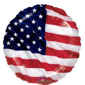 American Flag Patriotic Round (July 4th) Mylar Balloon 18 inch Inflated