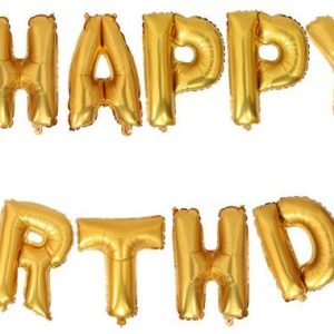 Happy Birthday Banner Air Filled 14 Ft. (does not float) Gold