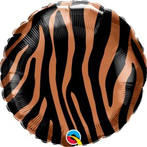Gold Zebra Pattern Circle Mylar Party Balloon 18 Inch Inflated