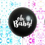 OH Baby! Gender Reveal 36 inch Black Balloon with Confetti Pink or Blue Confetti
