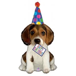 Puppy Birthday 41 inch Mylar Balloon Inflated
