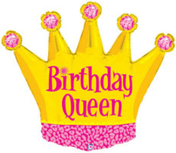 Birthday Queen Crown 36 inch Mylar Balloon inflated