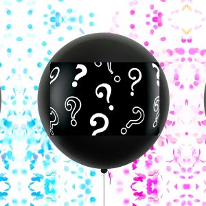 ???? Gender Reveal 36 inch Black Balloon with Confetti Pink or Blue Confetti