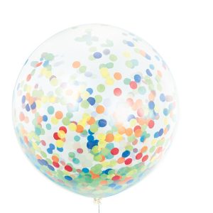 Rainbow Confetti with Clear Balloon 36 inch Latex Inflated