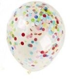 Rainbow Confetti with Clear Balloon 12 inch Latex Inflated