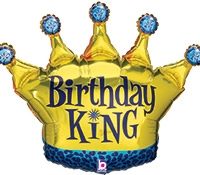 Birthday King Crown 30 inch Mylar Balloon inflated