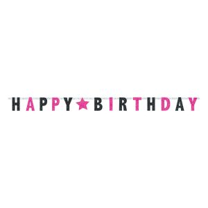 Black Pink Prismatic Girls Happy Birthday 8 Foot Party Banner