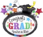 Grad Your're A Star Super Shape  29" inflated Mylar balloon
