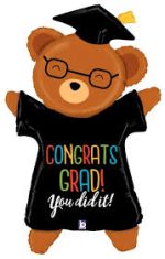 Congrats Grad Bear 48" inflated mylar balloon