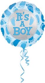 Cute Baby Boy feet Mylar Party Balloon 18 Inch Inflated