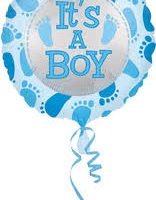 Cute Baby Boy feet Mylar Party Balloon 18 Inch Inflated