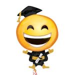 Graduation Emoji Smiley face  35" inflated Mylar balloon