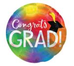 Iridescent Congrats Grad Rainbow 18" inflated Mylar balloon