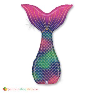 Mermaid Tail 46 Inch Mylar Balloon Inflated with Helium from Balloon Shop NYC delivery in New York City