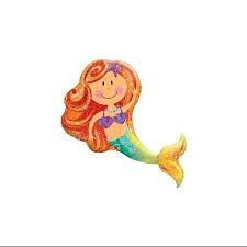 Mermaid 38 Inch Mylar Balloon Inflated with Helium
