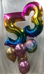 Rainbow Numbers ( Specify numbers in note) Mylar and Latex Balloons Bouquet